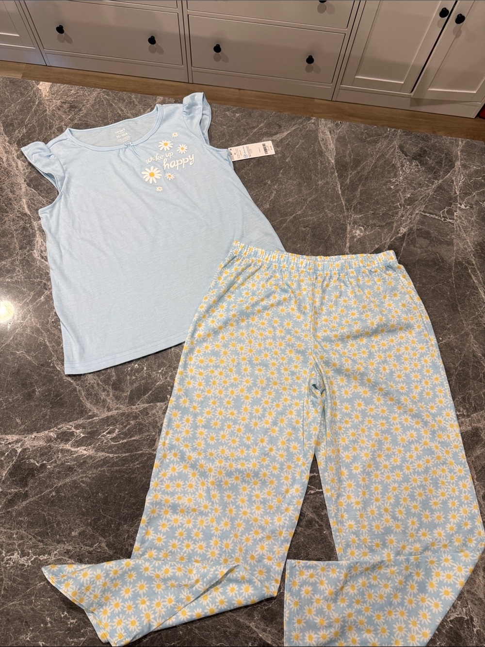 Carter's Light Blue Daisy Pajama Set with Yellow Accents